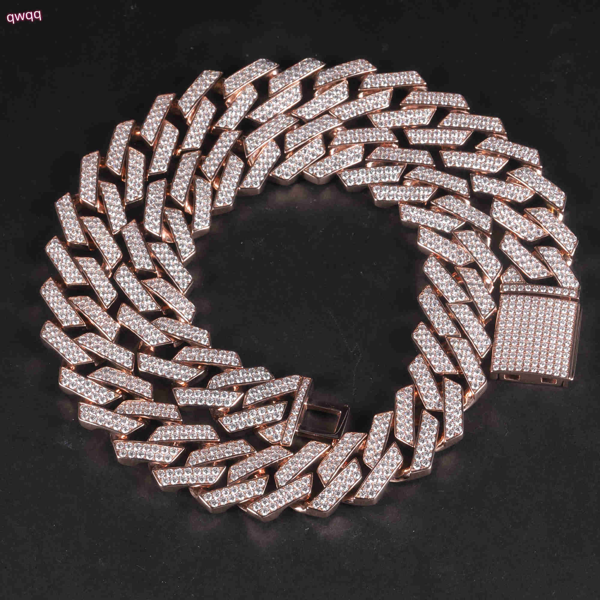 AJ0273 Custom Hip Hop Solid Gold Jewelry 18mm 20 Inches Big Necklace 10K Real Rose Gold Lab Grown Diamond Cuban Link Chain