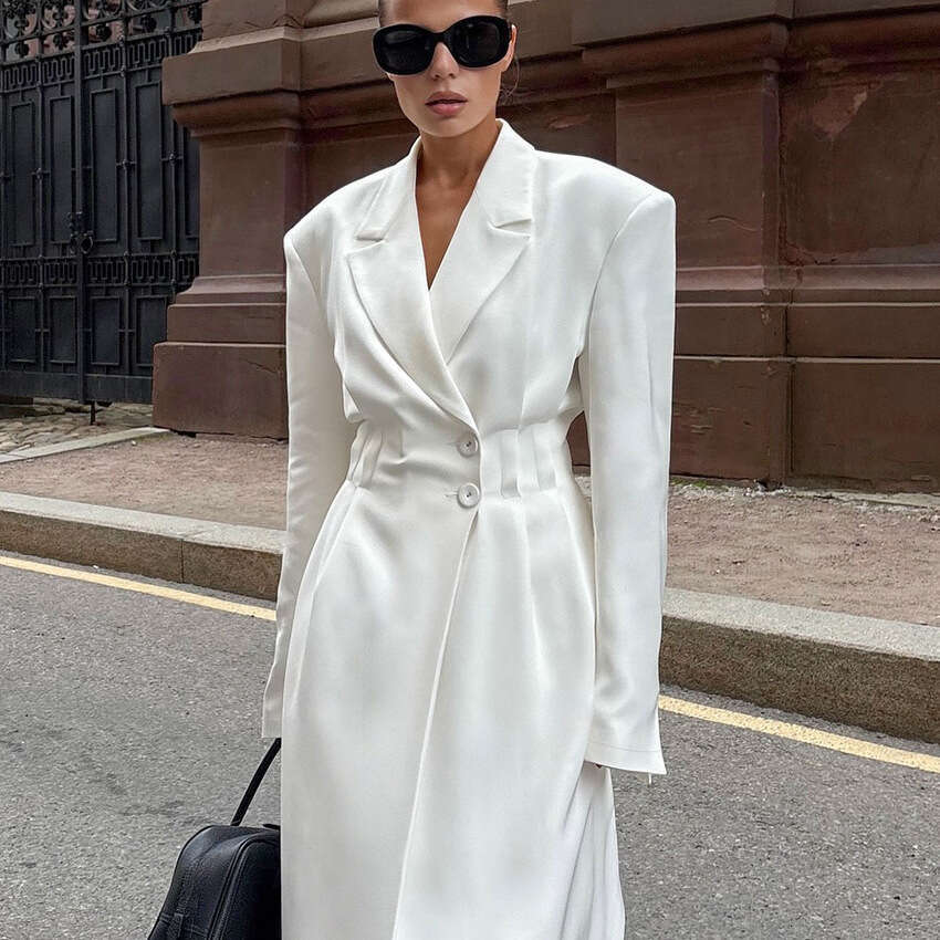 Autumn Winter New High-End Sleeve Waist-Cinching Long Trench Coat Design Sense Elegant Fashion Commuting B3
