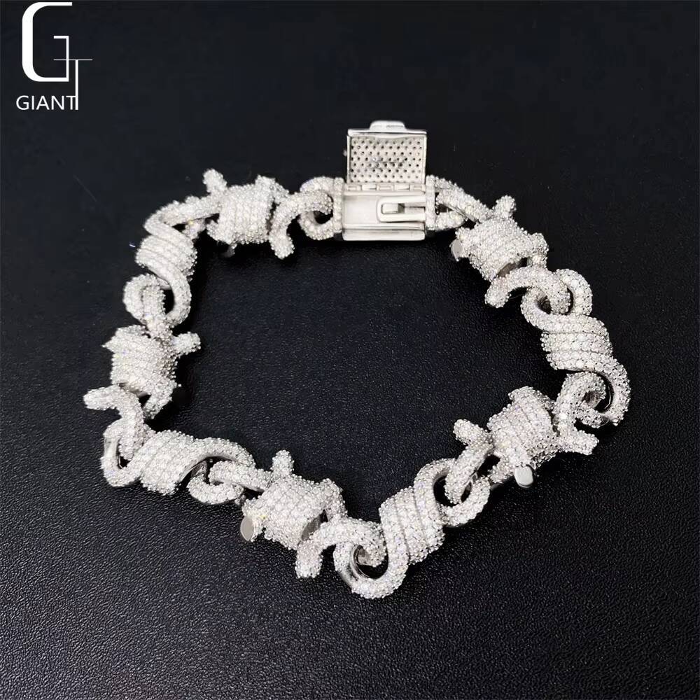 New Design Bracelet Iced Out Hip Hop Jewelry 925 Silver Moissanite Diamond Bracelets Lucky Chain Bracelets Unisex