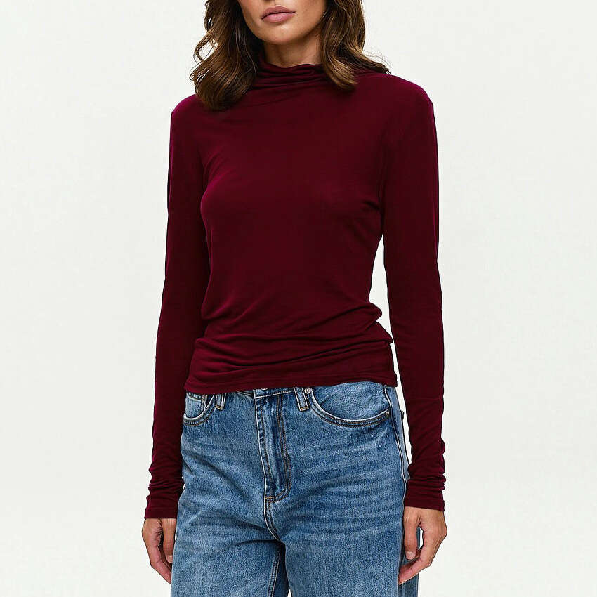 Autumn Winter New Versatile Modal High Neck T-Shirt Design Sense Elegant Soft Skin-Friendly Inner Wear Top B5