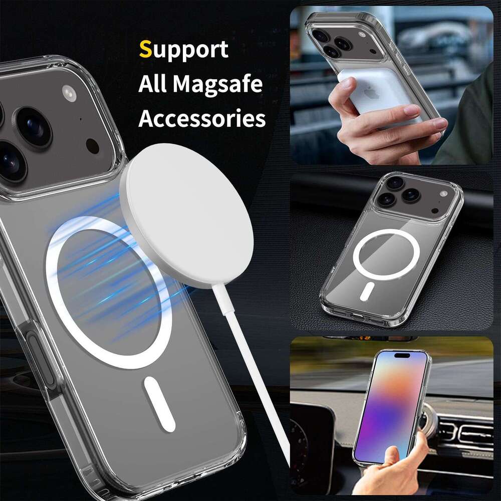 DHelectronics Suitable for Apple Pro Max Magnetic Phone iPhone 16 Shockproof Transparent Hard Case 17 Air Protective Cover