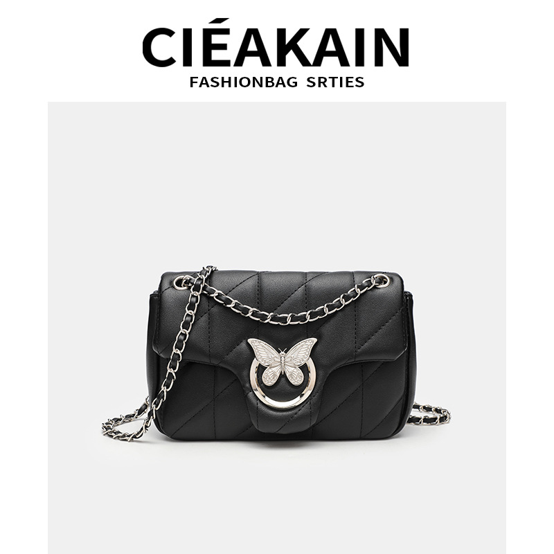 Designer new shoulder diagonal cross fashion hundred build rhombic chain lock bag