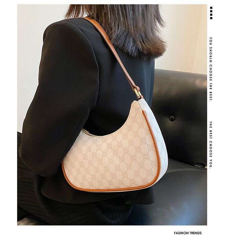 Elegant Ladies' Shoulder Handbag - Sleek Half-Moon Shape