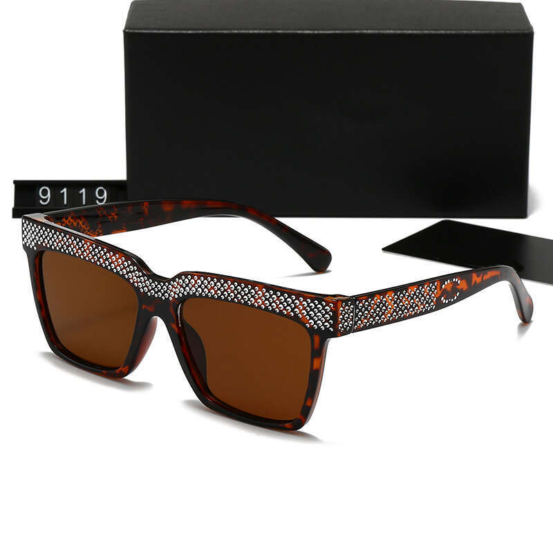 New Trendy Women, Square Large Frame with Rhinestones, Fashionable Sunglasses for Men, Versatile Glasses 9119 c8f