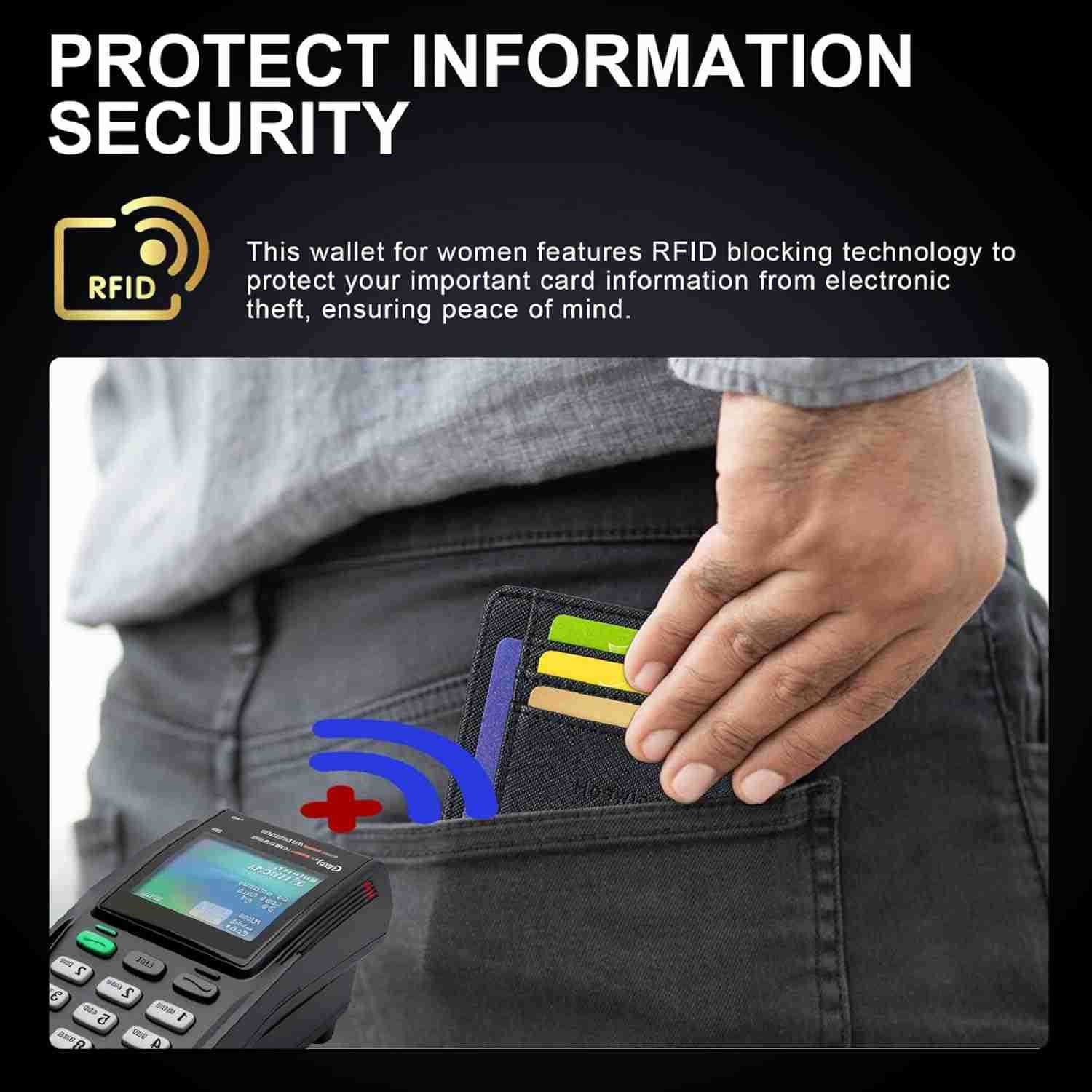 Slim Wallet for Men CARD Holder Wallet Minimalist Design RFID Blocking Front Pocket Leather Thin Wallet for Men and WomenBlack Z250906