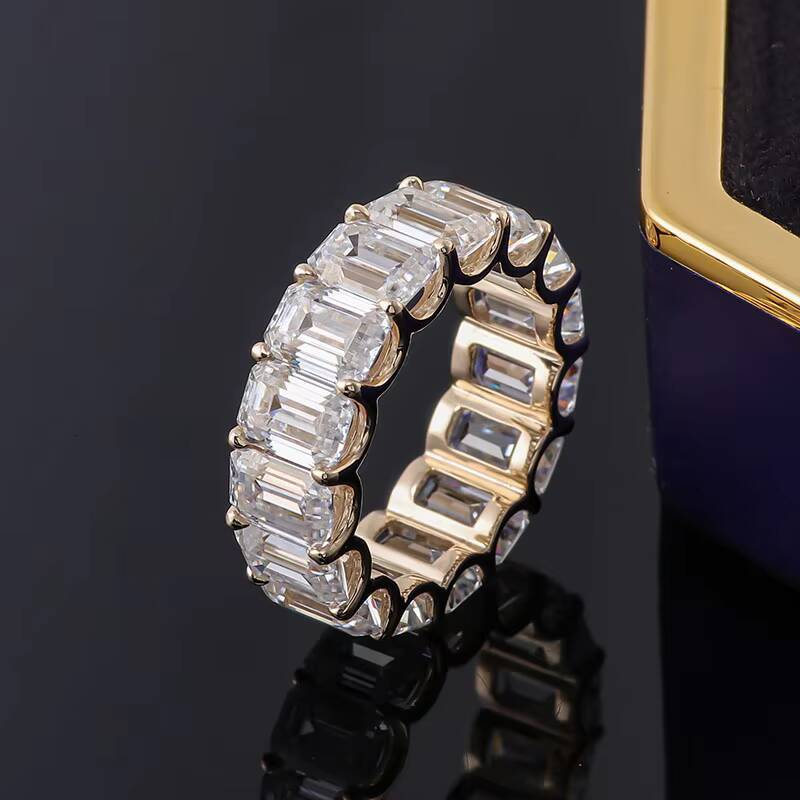 IGI Certified Cvd Diamond Emerald Cut Lab Diamond Eternity Ring 10k Solid Gold Ring Luxury Engagement Ring for Man and Women
