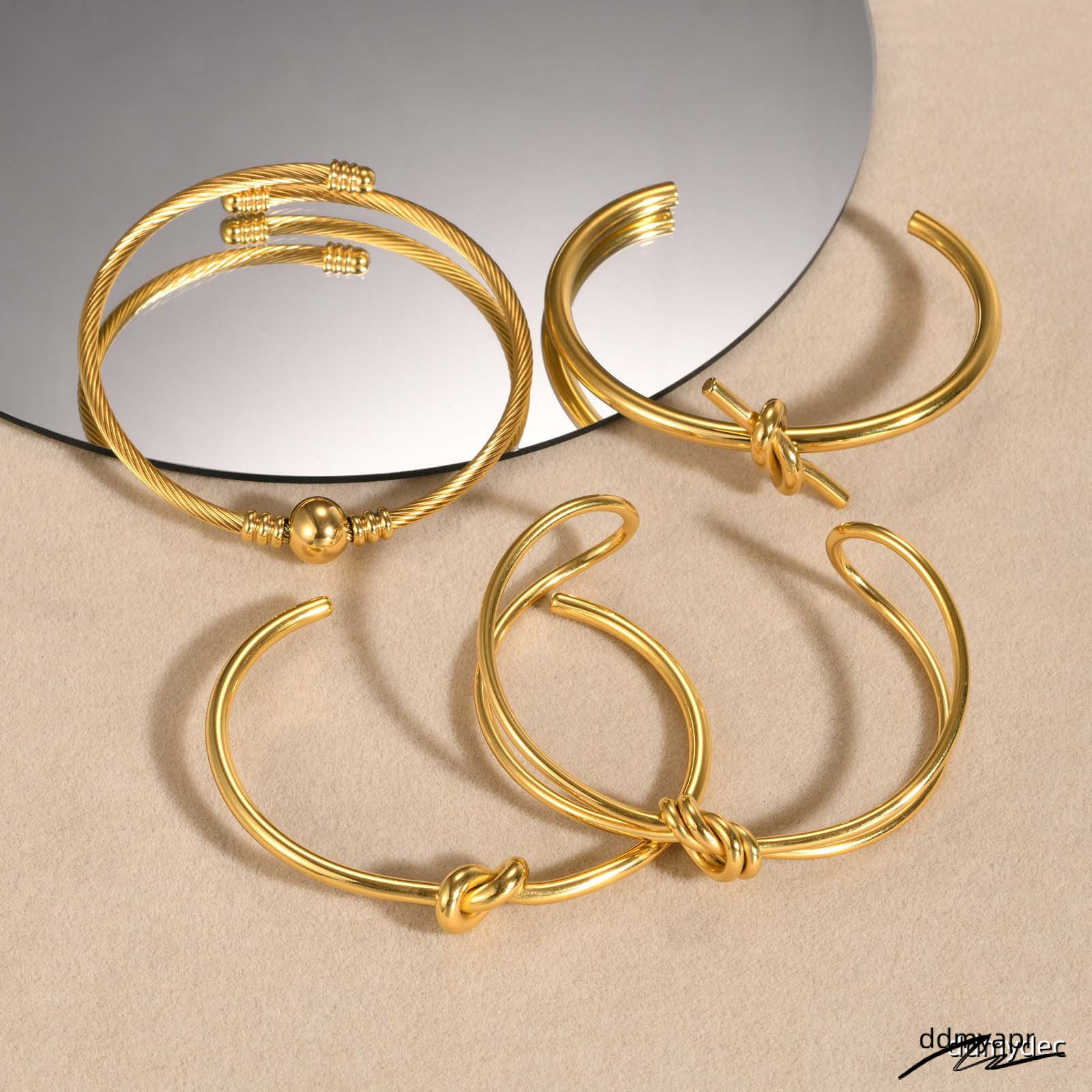 Stainless Steel Metal Knot Open Cuff Ddmydec Bracelet Bangle PVD Plated For Women Water Resistant Minimalist Jewelry 250711 Ddmydec Ddmydec