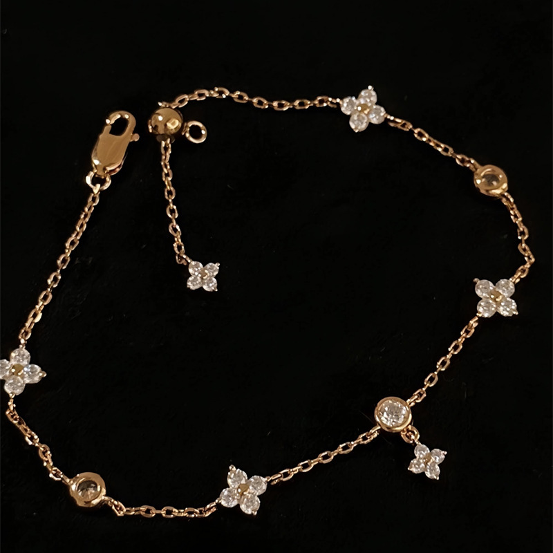 Zircon Flower Korean Style Simple High-end Feel Bracelet Niche Temperament Versatile Jewelry for Women