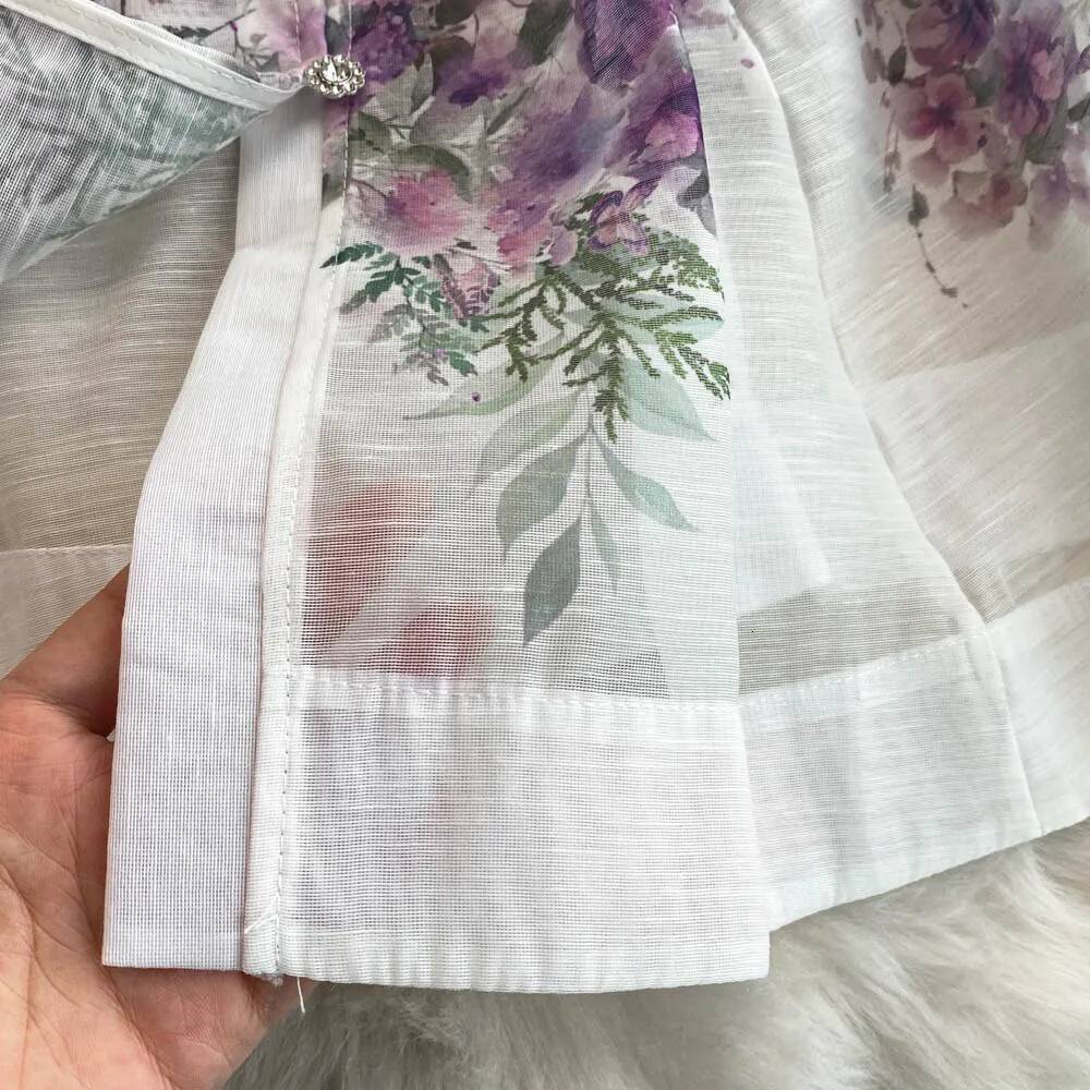 design 2025 New Chinese Women's Dress Spring and Autumn New Fashion Printed Lantern Sleeve Robe Slimming Stand Collar Designer Tank Top