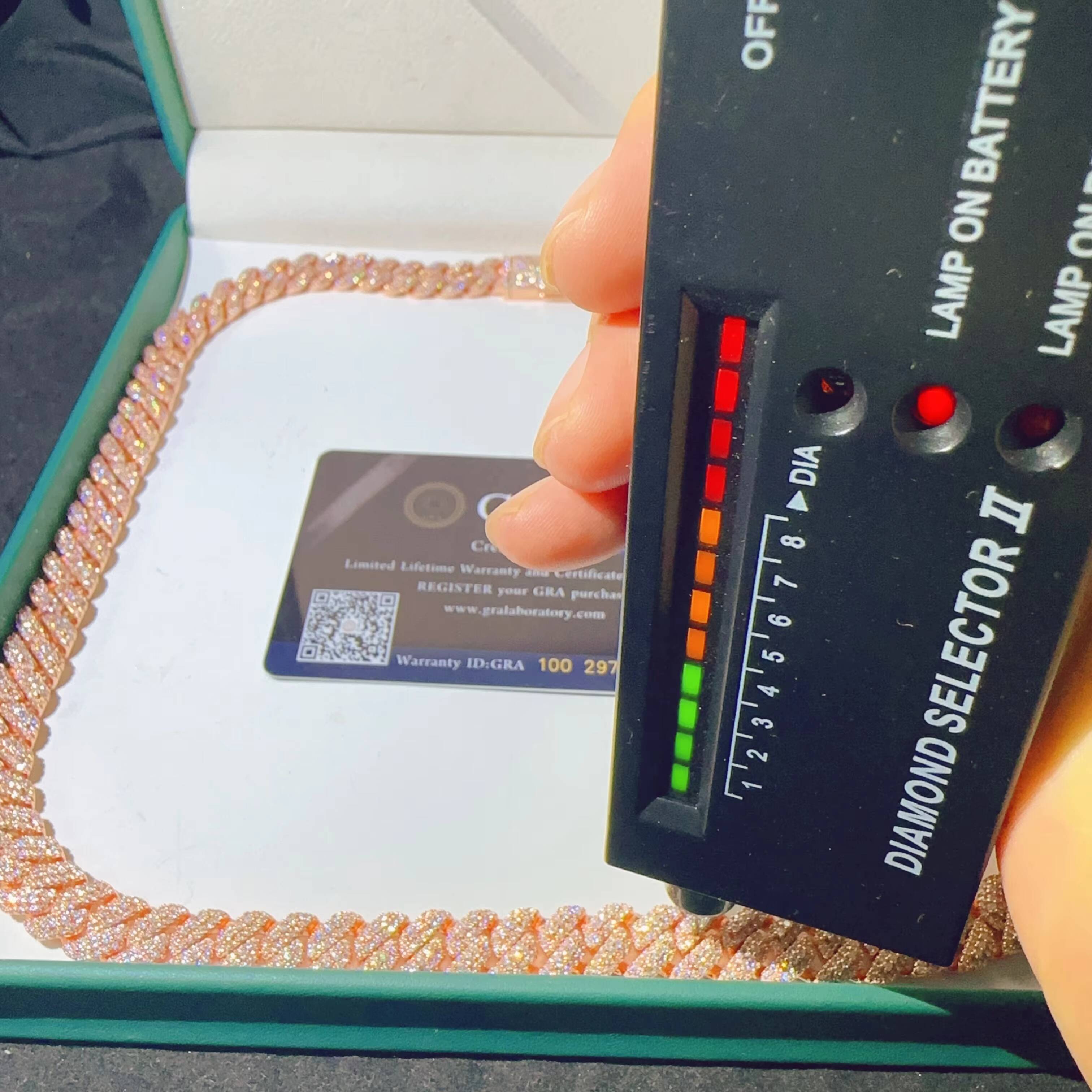 10MM Width Sterling Silver S925 Hip Hop Fine Jewelry Rapper Necklace Iced Out VVS Moissanite Diamond Miami Cuban Link Chain