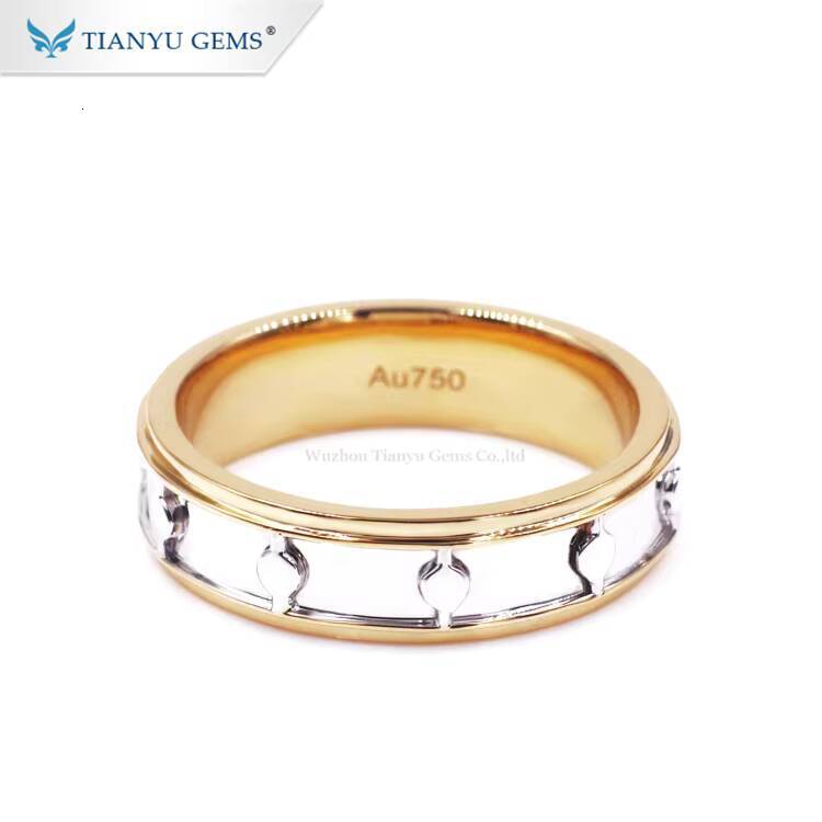 Tianyu Gems Custom Simple Man Gold Ring 14k 18k Double Color Design