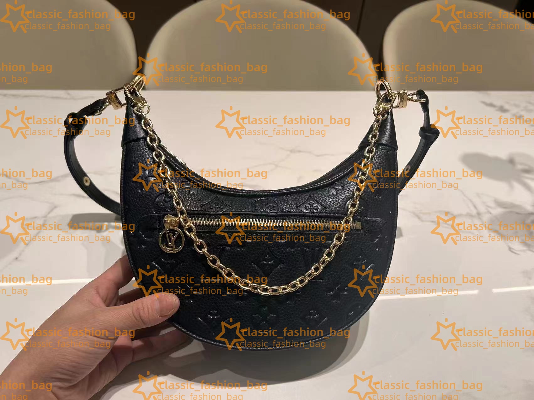 top loop hobo bags Gold Chain Handbag Luxuries Designers Womens Coated Canvas Zipper Crossbody Shoulder Strap Bag Crescent bottom handbags purses Moon Bags AAA