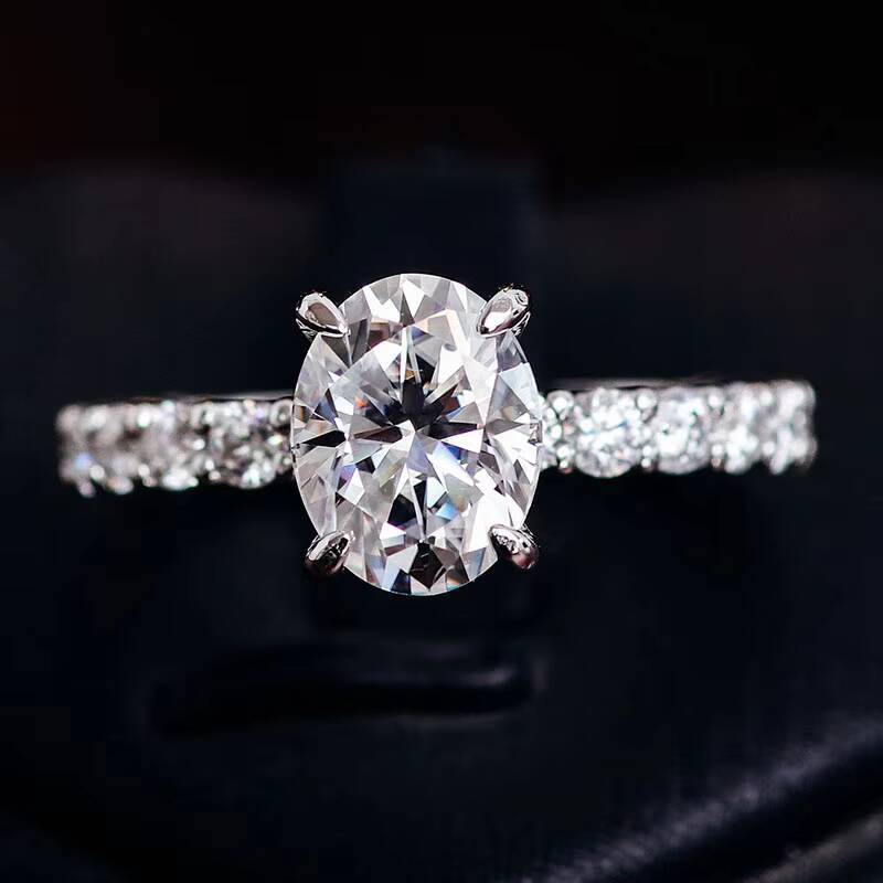 DVVS1 Oval Brilliant High Quality Cultured Diamond Moissanite Womens Engagement Ring 18k White Gold Fine Jewelry