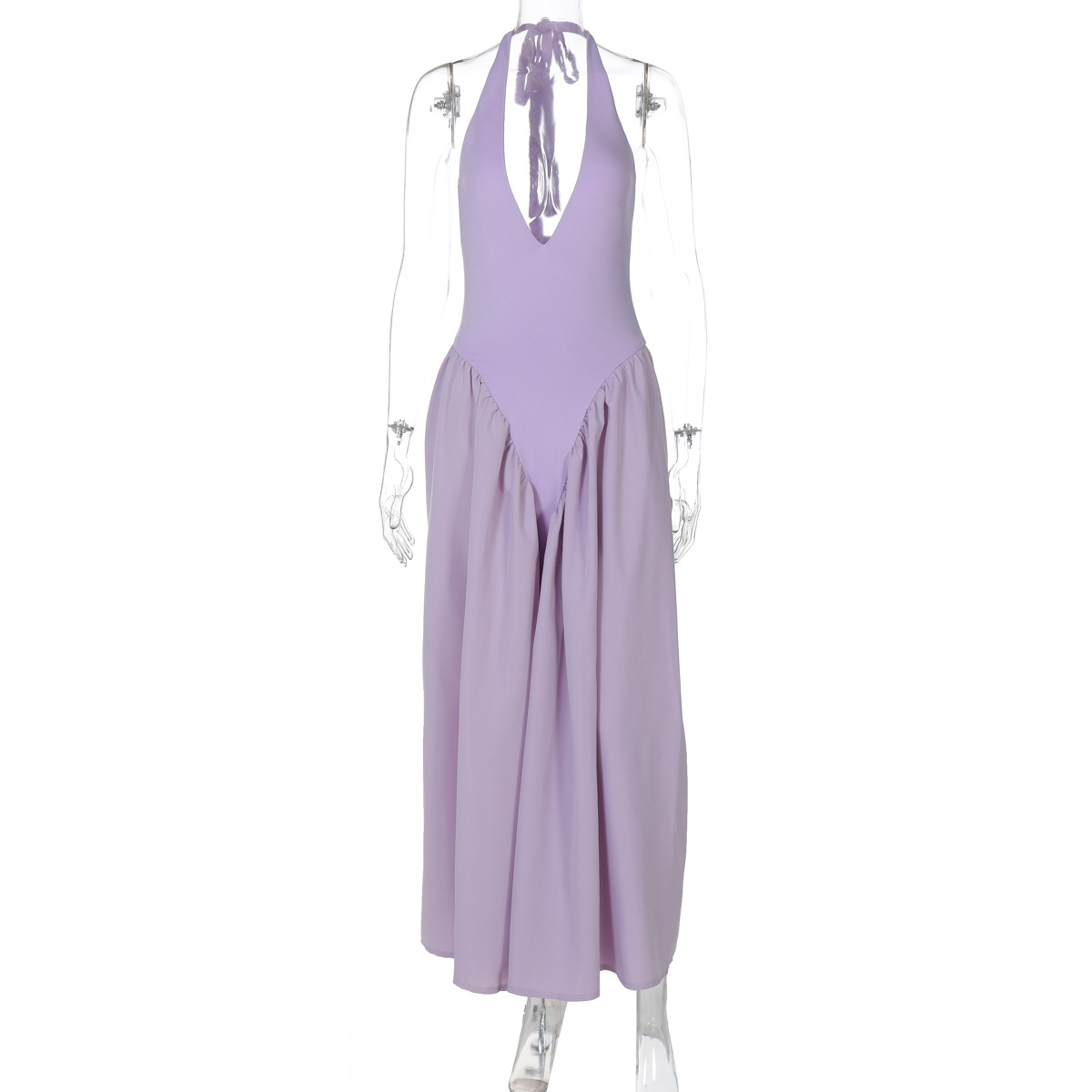 XR113 Hollow Halter Neck Dress with Large Swing