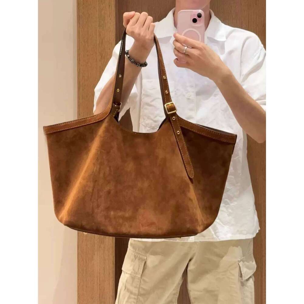 Designer Bag Tote Bag Shoulder Bag Suede Brown For Women 2025 New Relaxed Feel Large Capacity Commuter Genuine Leather Tote Bag
