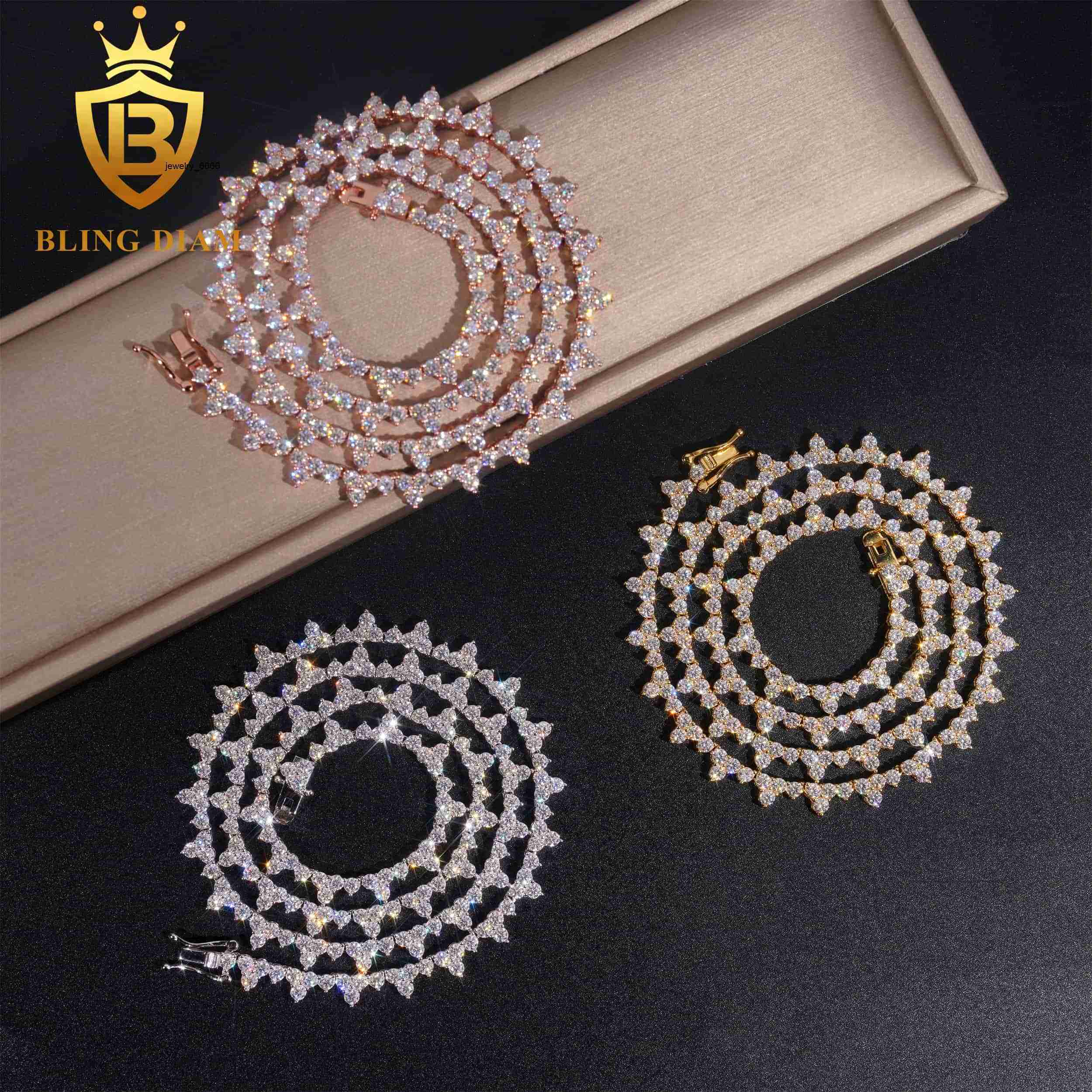 Factory Pass Diamond Tester 25mm Custom Necklace 925 Silver Vvs Moissanite Hip Hop Iced Out Tennis Link Chain