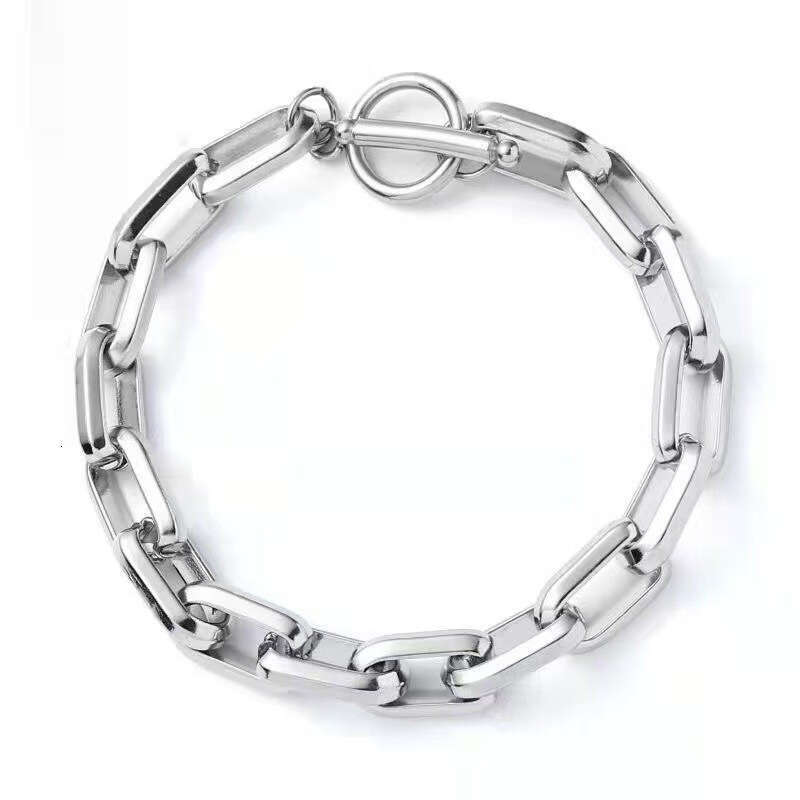 DHpet Titanium Men's Cuban Bracelet Thick Industrial Style Hip Hop Trendy Brand Hand Jewelry OT Buckle Stainless Steel Cross Chain