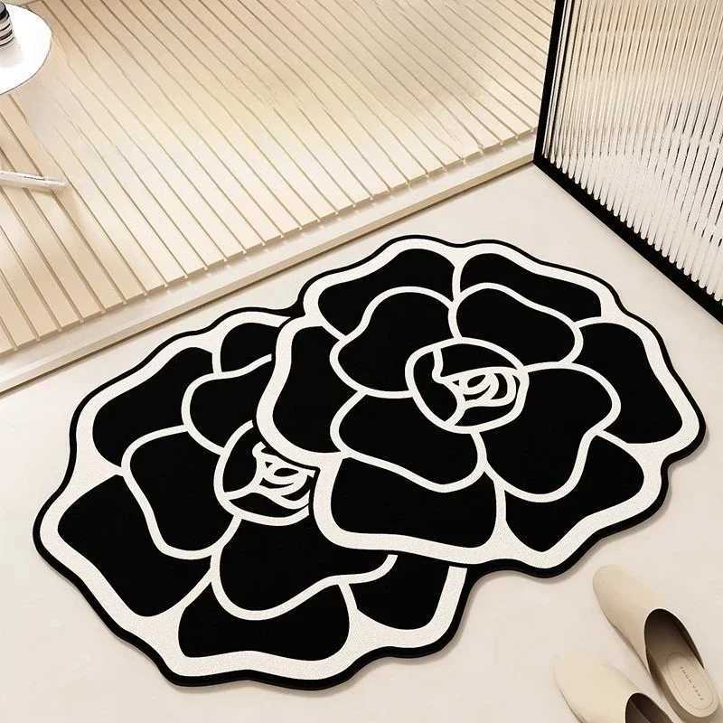 Luxurious Light Luxury French Flowers Carpet Bathroom Entrance Absorbent Floor Mat Door Toilet Nonslip Foot Pad Irregular Minimalist Rugs Y251105