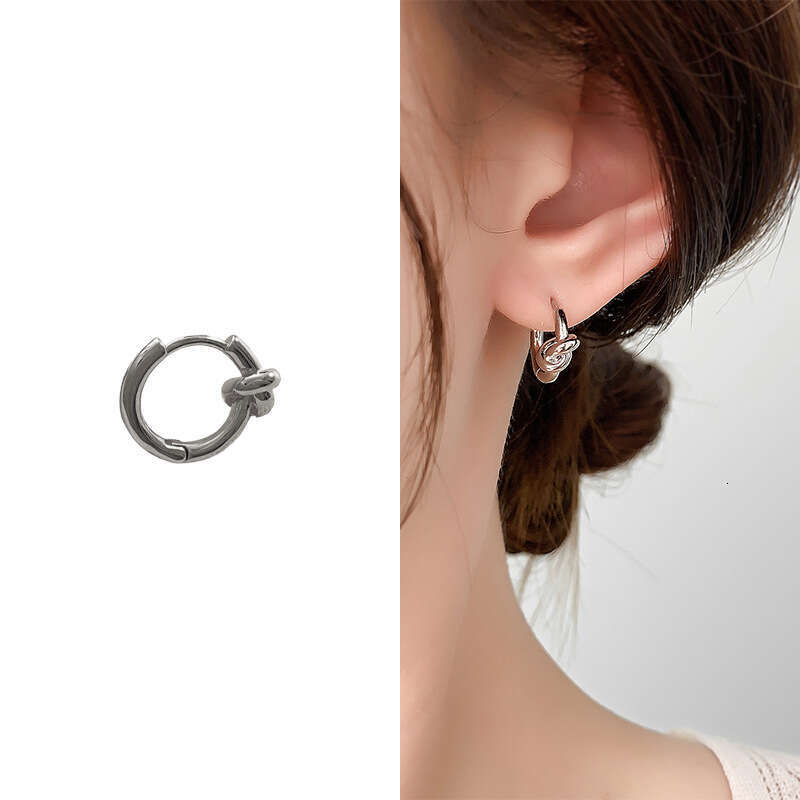 DH collections 2025 Spring: Women's Minimalist Geometric Round shaped Knotted Ear Clips