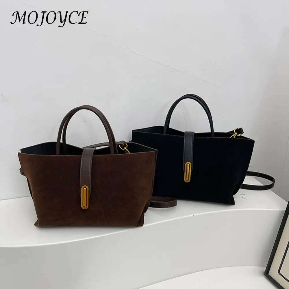 Designer Bag Women Faux Suede Fashion Shoulder Solid Color Trendy Carrying Designer Tote Handbag Outdoor Travel Bag
