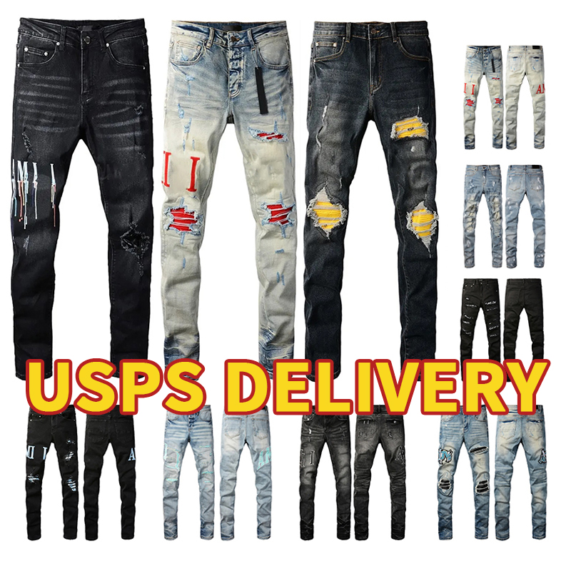 mens denim jeans designer jeans luxury fashion men jean cool style denim Casual designer pant distressed ripped biker black blue jean slim fit motorcycle
