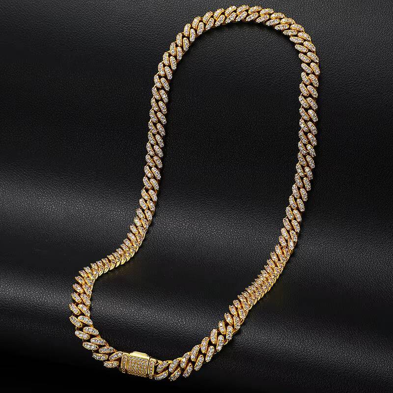Drop Shipping Moissanite Jewelry 8mm Silver 925 Chain Necklace Iced Out VVS Moissanite Cuban Link Chain