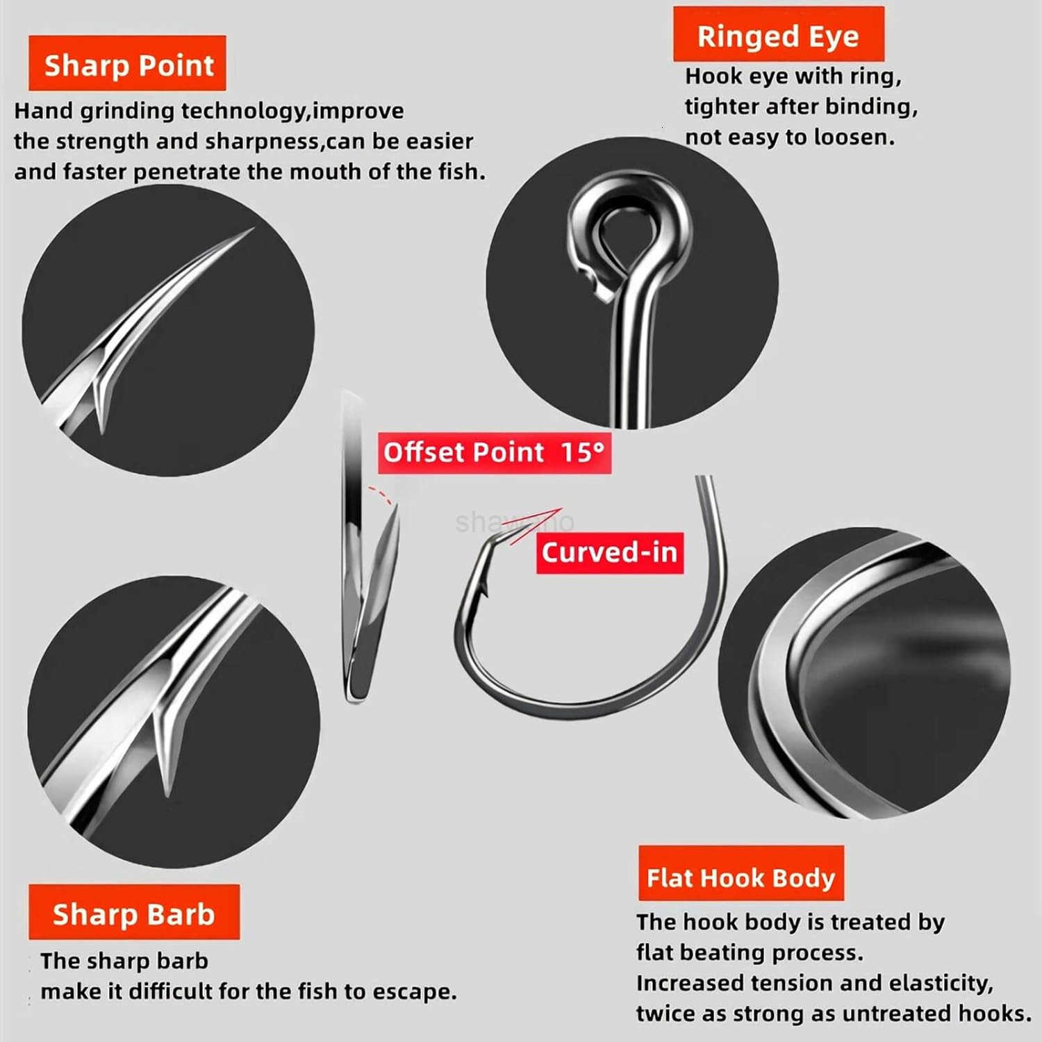 Circle Hooks Fishing Hooks 2X Strong Octopus Offset Fish Catfish Bulk Fishing Gear Equipment Hooks Set Saltwater Freshwater 50PCSW250906