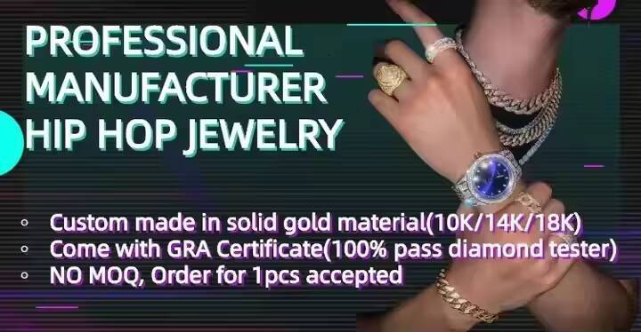 Hip Hop Style 12mm Sterling Silver 925 Vvs Moissanite Iced Out Jewelry Necklace Cuban Link Chain for Men