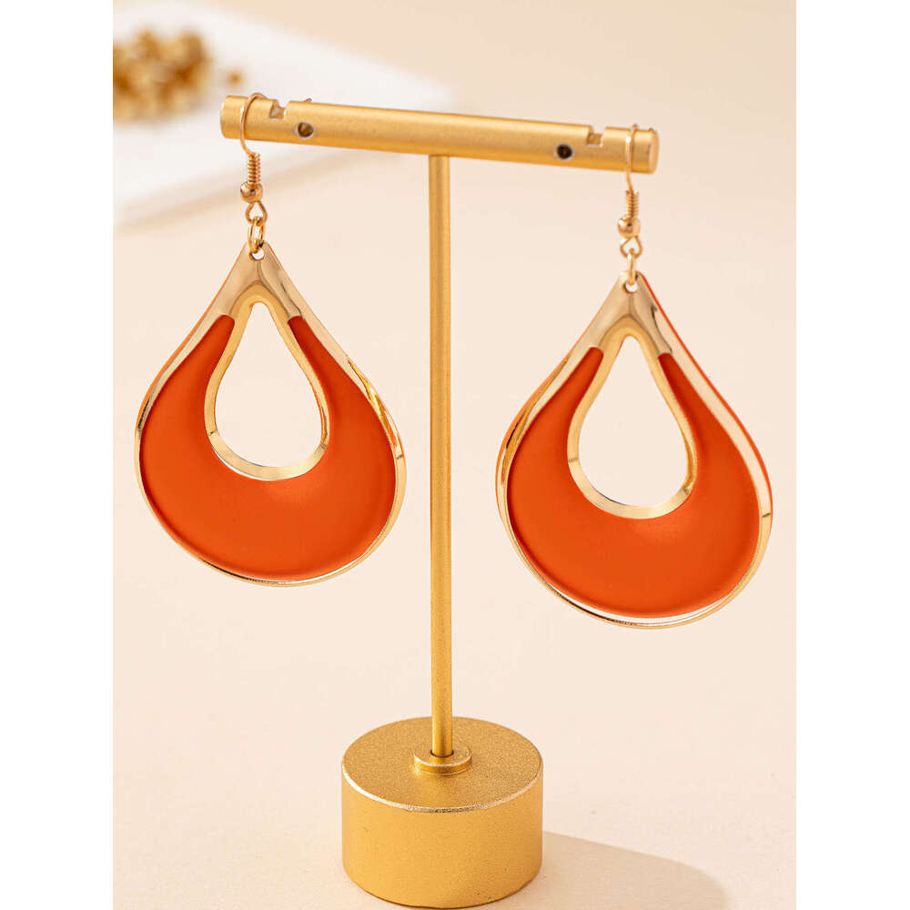 DHEssentials 2025 Hollow Drop Earrings - Waterdrop Shape, Multi-Color Painted, Bold Retro