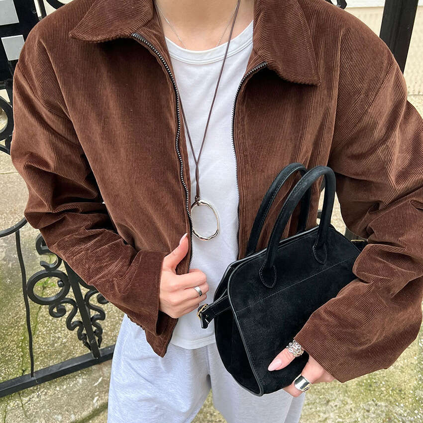 Autumn Winter New Corduroy Jacket With Turn-Down Collar, Stylish And Elegant Design For Commuting B3