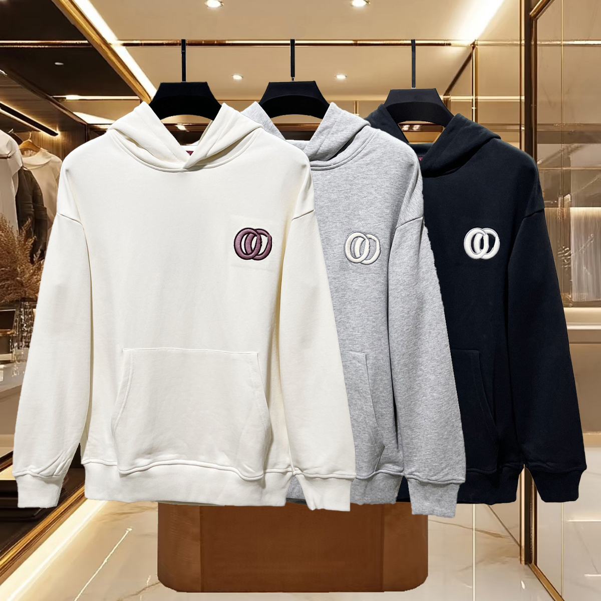 High quality designer for men's hoodies, embroidered with small jacquard letters, men's hoodies, fashionable tops, street versatile long sleeved shirts