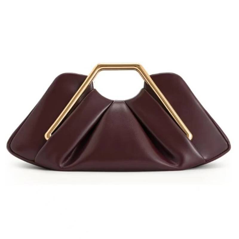 Fashion Vintage Gold Metal Handle Shoulder Women Handbag Lady Tote Hand Bag Purse high-quality