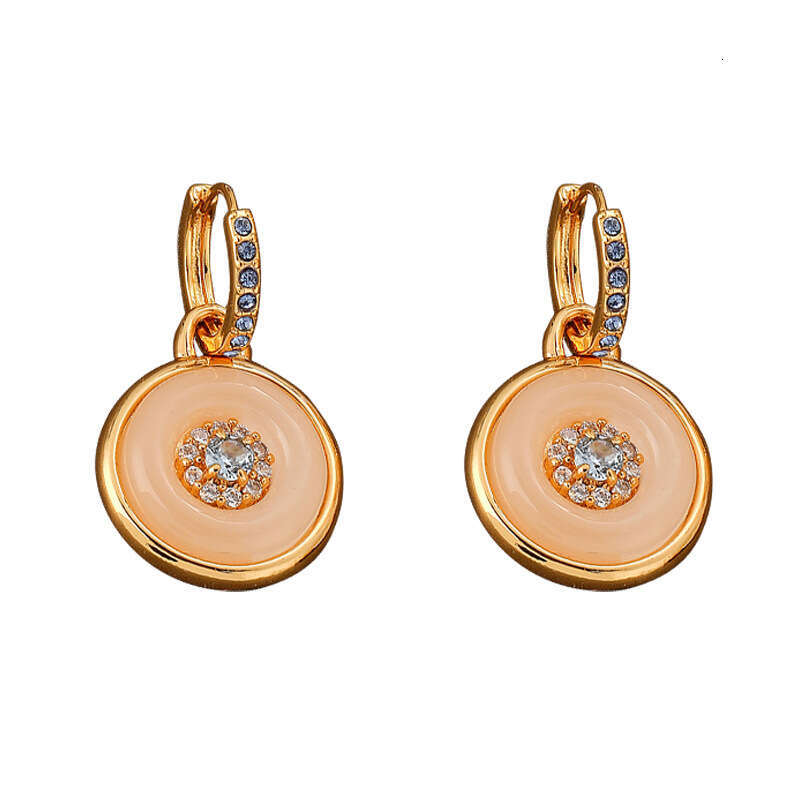 DHpet Unique New Chinese Style Two-Way Wear Micro-Inlaid Zircon Peace Buckle Fashionable Elegant Versatile Earrings