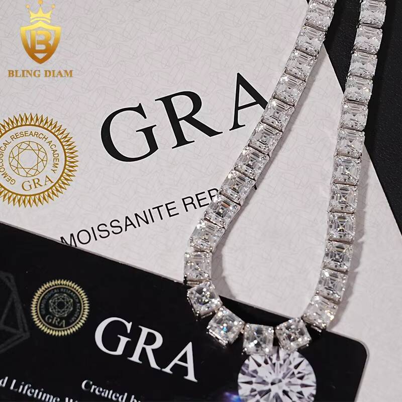 55mm New Arrival Hip Hop Jewelry 925 Silver VVS Moissanite Iced Out Tennis Chain Cluster Necklace Bracelet