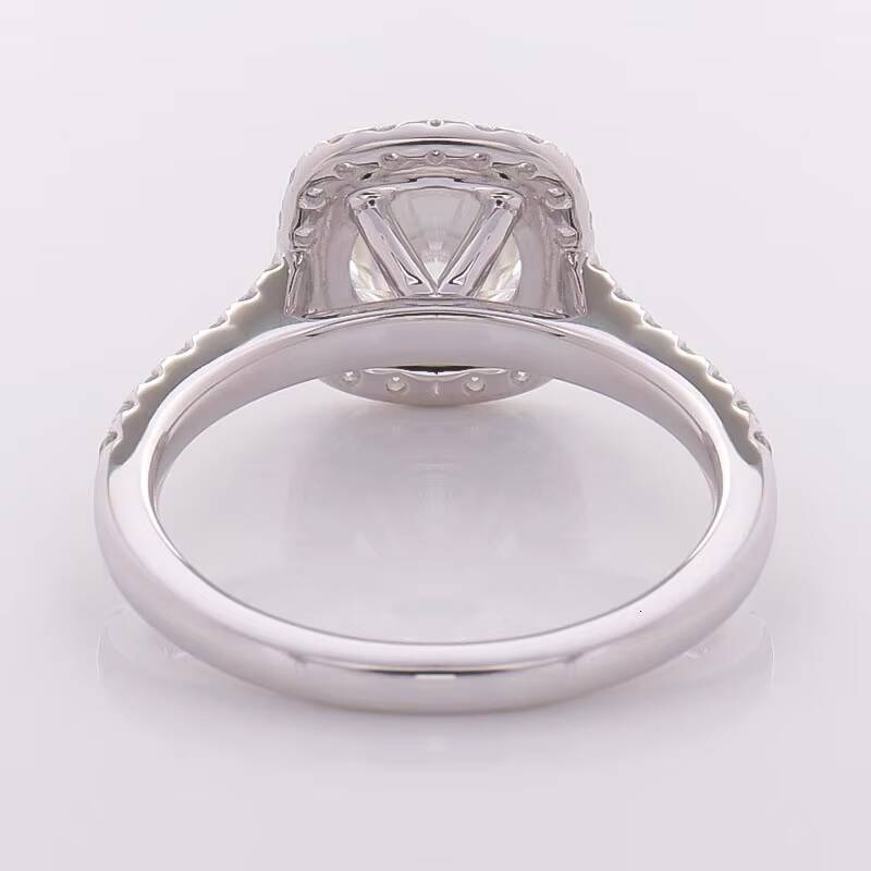 Classic 2ct 7x7mm Round Cut Center Moissanite halo 14k White Gold Ring for Engagement and Wedding