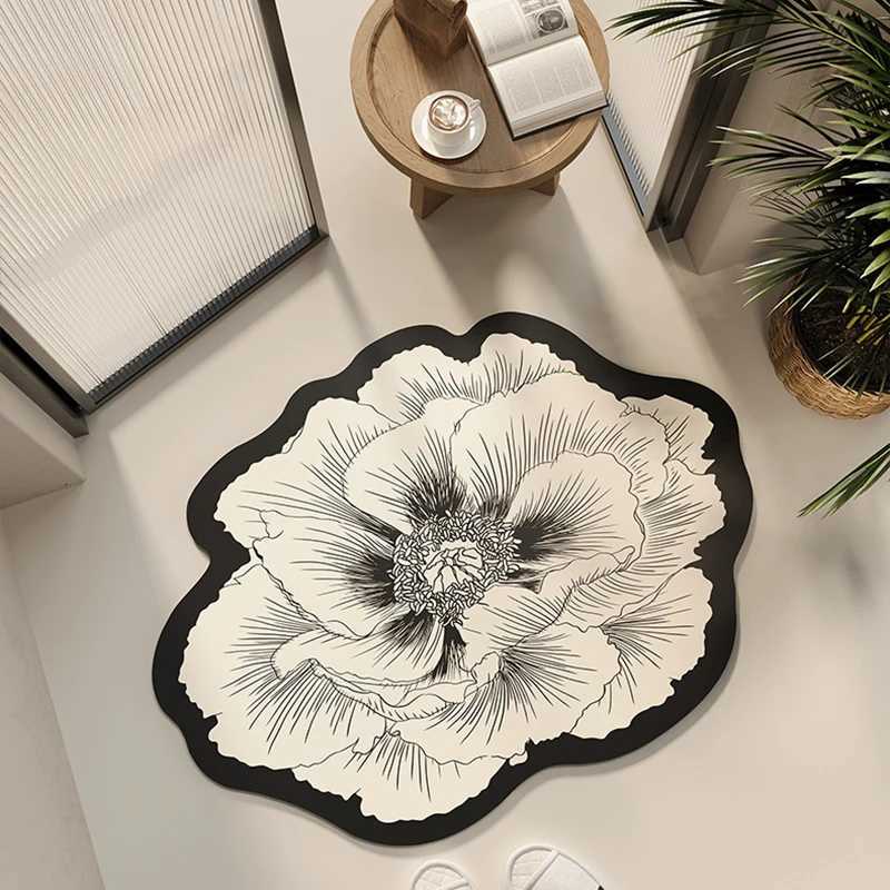 Luxurious Bathroom Floor Mat Waterabsorbing Nonslip Dirtresistant Carpet Flower Diatom Mud Specialshaped Rug Door Home Decoration Mats Y250908asw