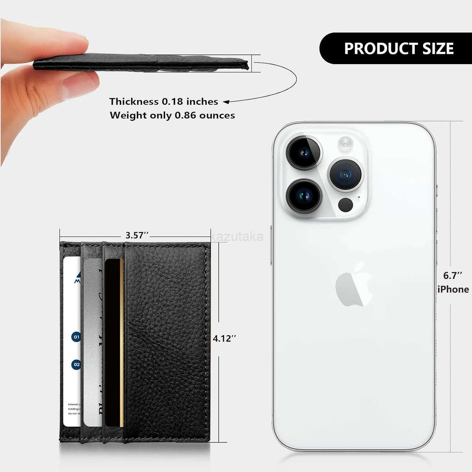 Wallet Super Slim Card Holder Genuine Leather Wallet for Man and Women with 6 Card Slots 1 Pocket Black Z250906