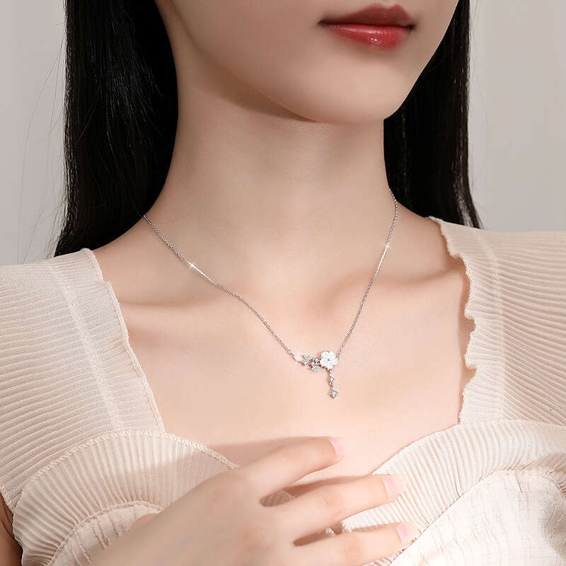 DHpet Real - shot Camellia Necklace for Women - S925 Silver Dainty and Design