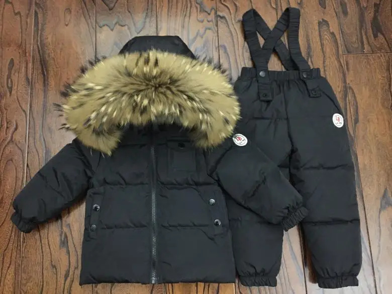 Russian Winter Down Suit Super Warm Children Winter Suits Boys Girl Duck Down Jacketoveralls 2 Pcs Clothing Set Kids Snow Wear 250905