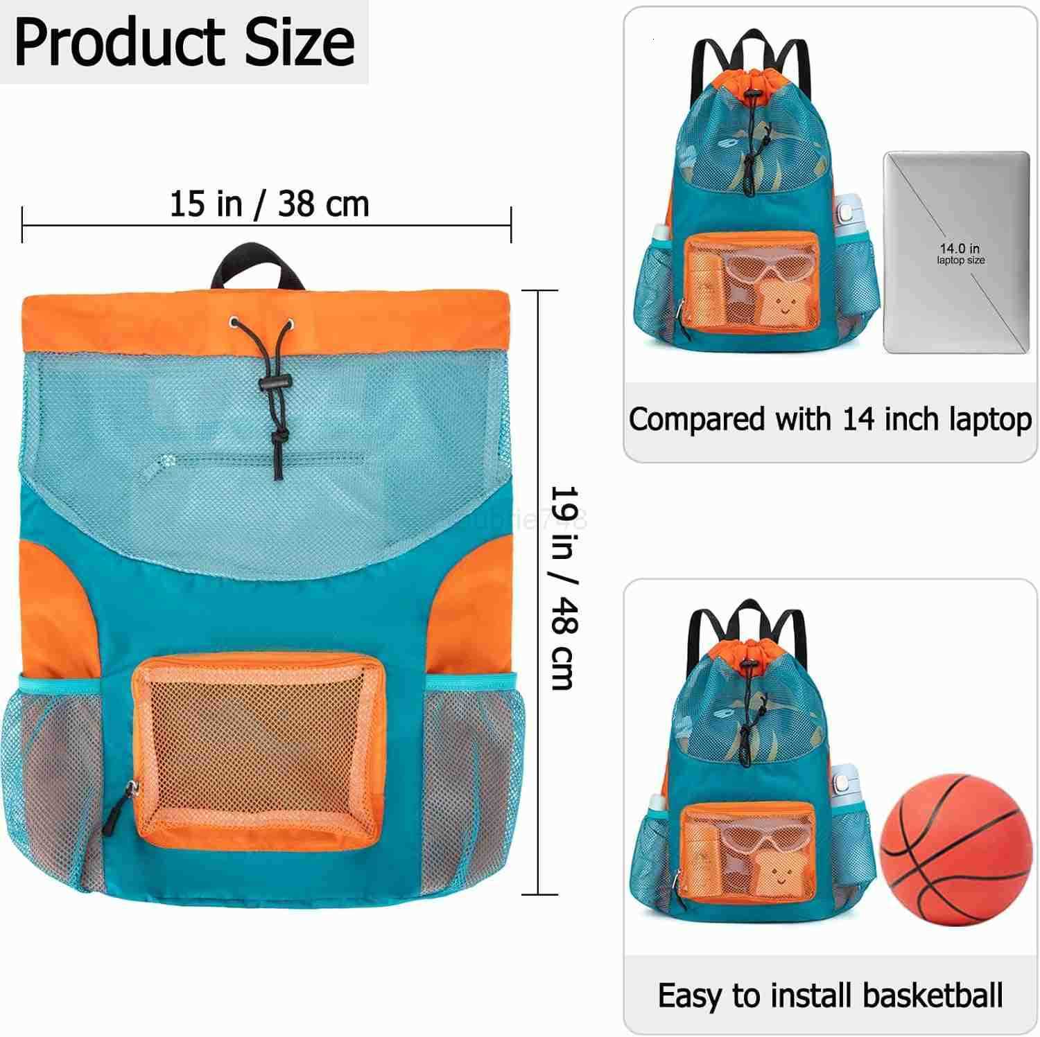 Bag for Kids Drawstring Backpack for Boys Lightweight Mesh Beach Backpack Swimming Pool Sports Gym String Bag GreenZ250906
