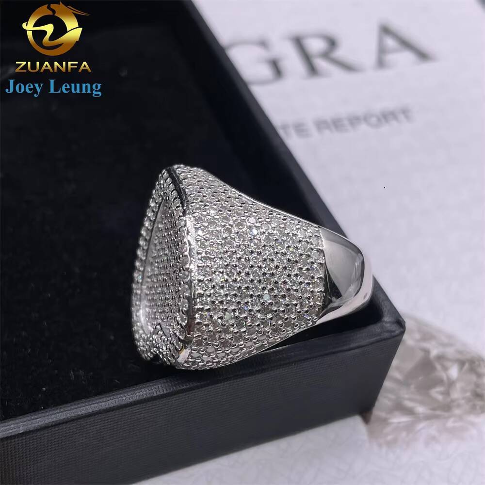 Hip Hop Jewelry New Arrival Iced Out Ring 18K Gold Plating VVS Diamonds Heart Shape Moissanite Men Ring