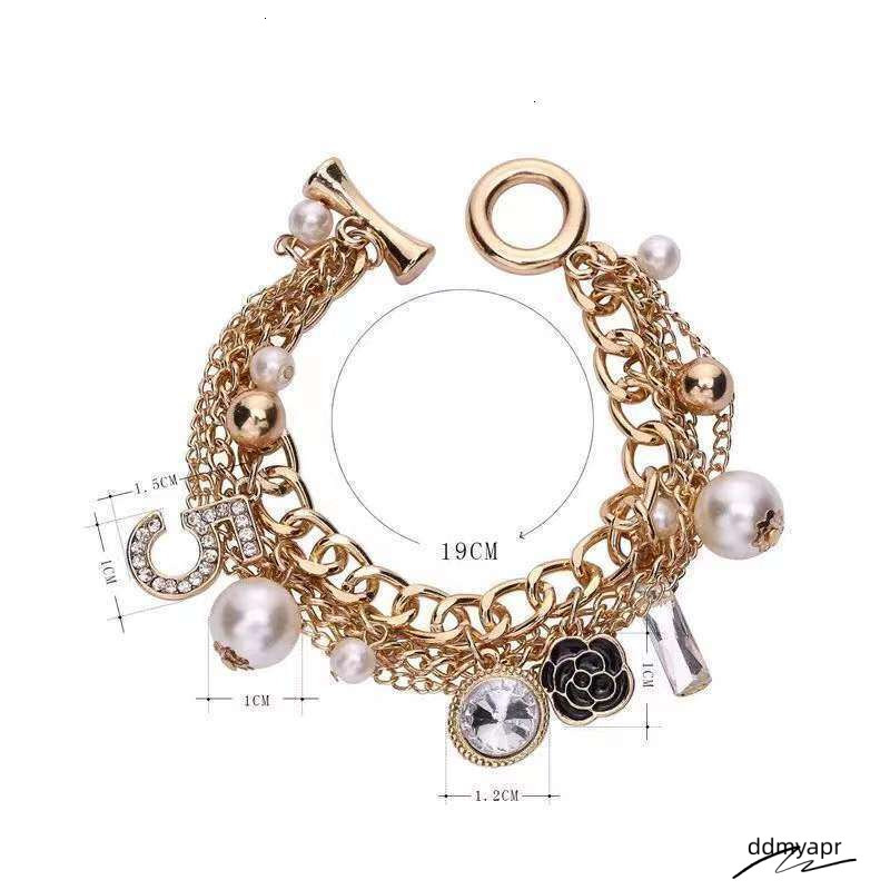 Korean Style Multi-Layer Small Flower Number 5 Metal Chain Bracelet ddmyearth Jewelry Handmade ddmyearth