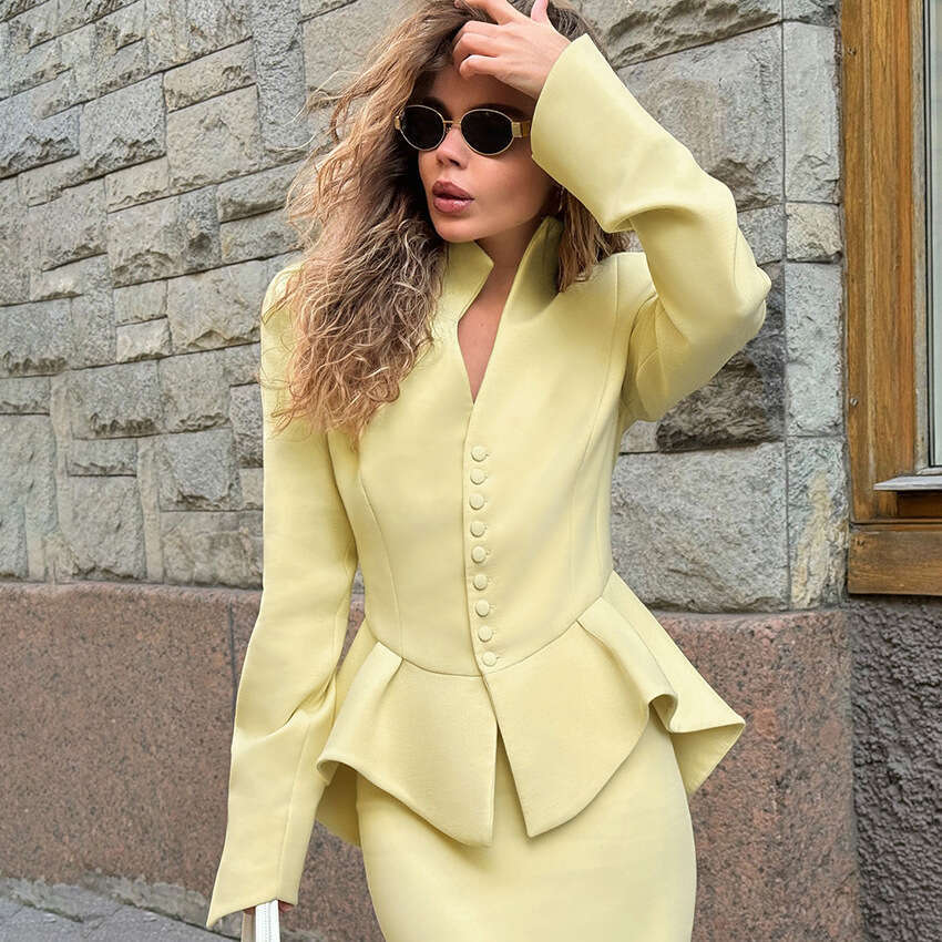 Autumn Winter New High-End Slim Fit Top Bodycon Skirt Professional Suit For Women With Elegant Design B3