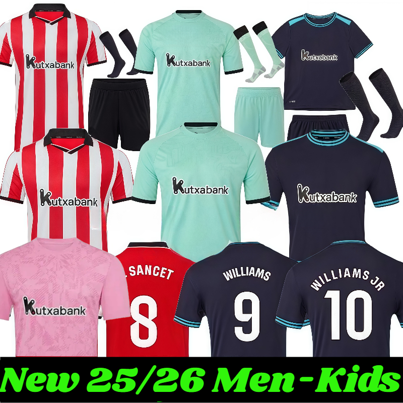 NEW 25 26 camiseta de Soccer Jerseys 2025 2026 Athletic Bilbao BERENGUER MUNIAIN WILLIAMS JR GARCIA VILLALIBRE Kids Kit Football shirt 111