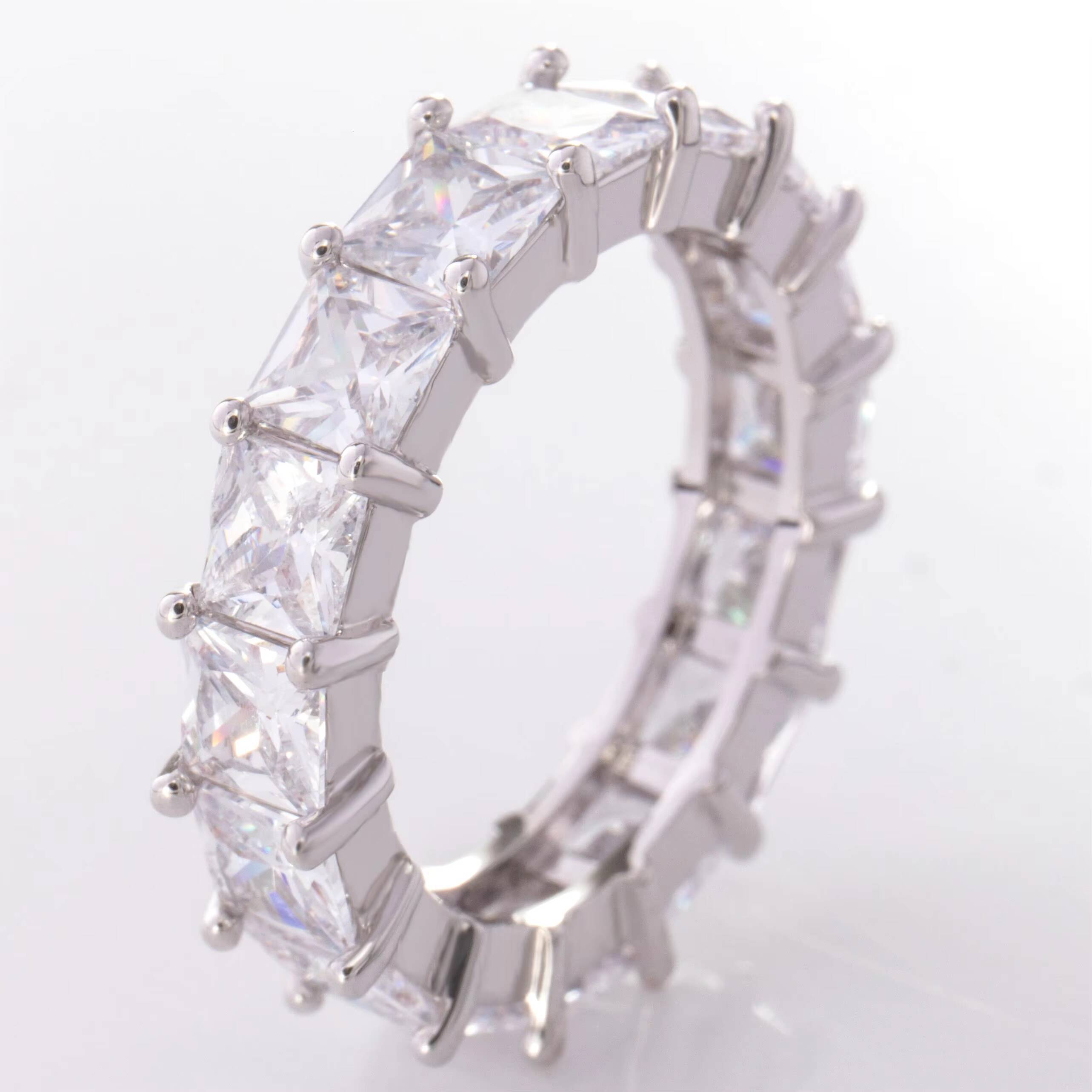 Real Gold Ring Jewelry 14K white Gold Color Synthetic Moissanite Diamond Rings