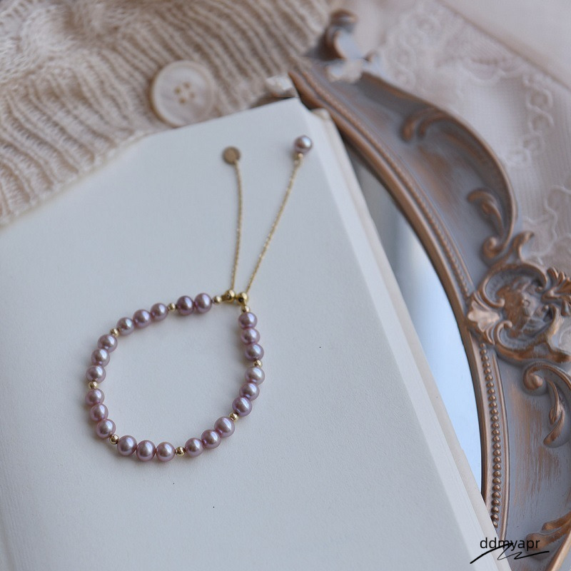 French Simple Freshwater Pearl Bracelet Female Grape Purple Pearl 14K Ddmydec Gold Design Light Adjustable Bracelet