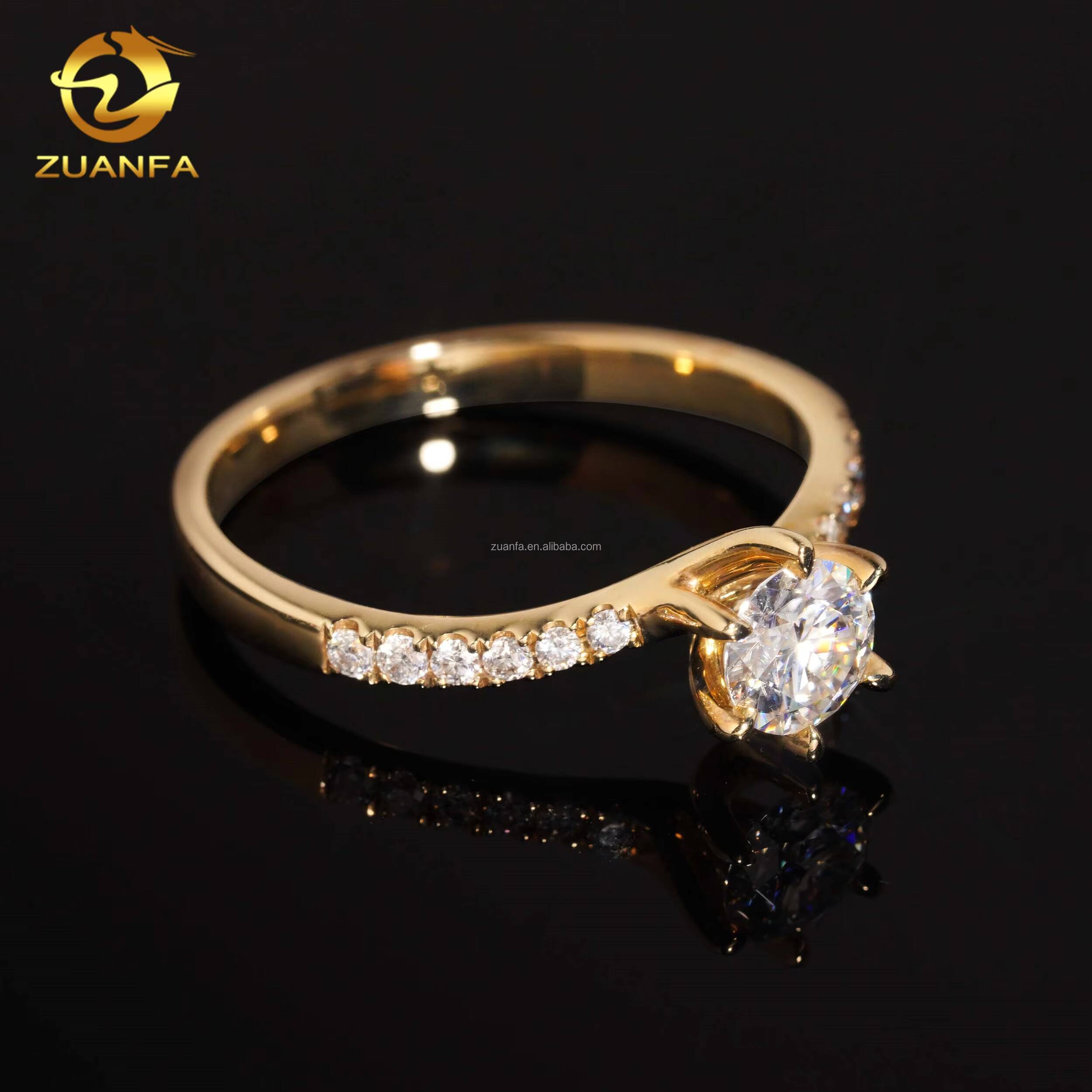 Hidden Halo Anniverssany Gift 14k Real Gold Wedding Bridal Jewelry Luxury 05ct D VVS1 Moissanite Diamond Engagement Ring