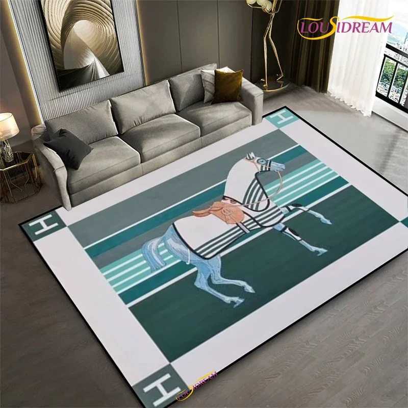 Luxurious Fashion Ethnic Frame Horse Carpet Living Room bedroom yoga rugs kitchen Door Kids UnSlip Mats Alfombra birthday gift Poster Mat Y250908asw