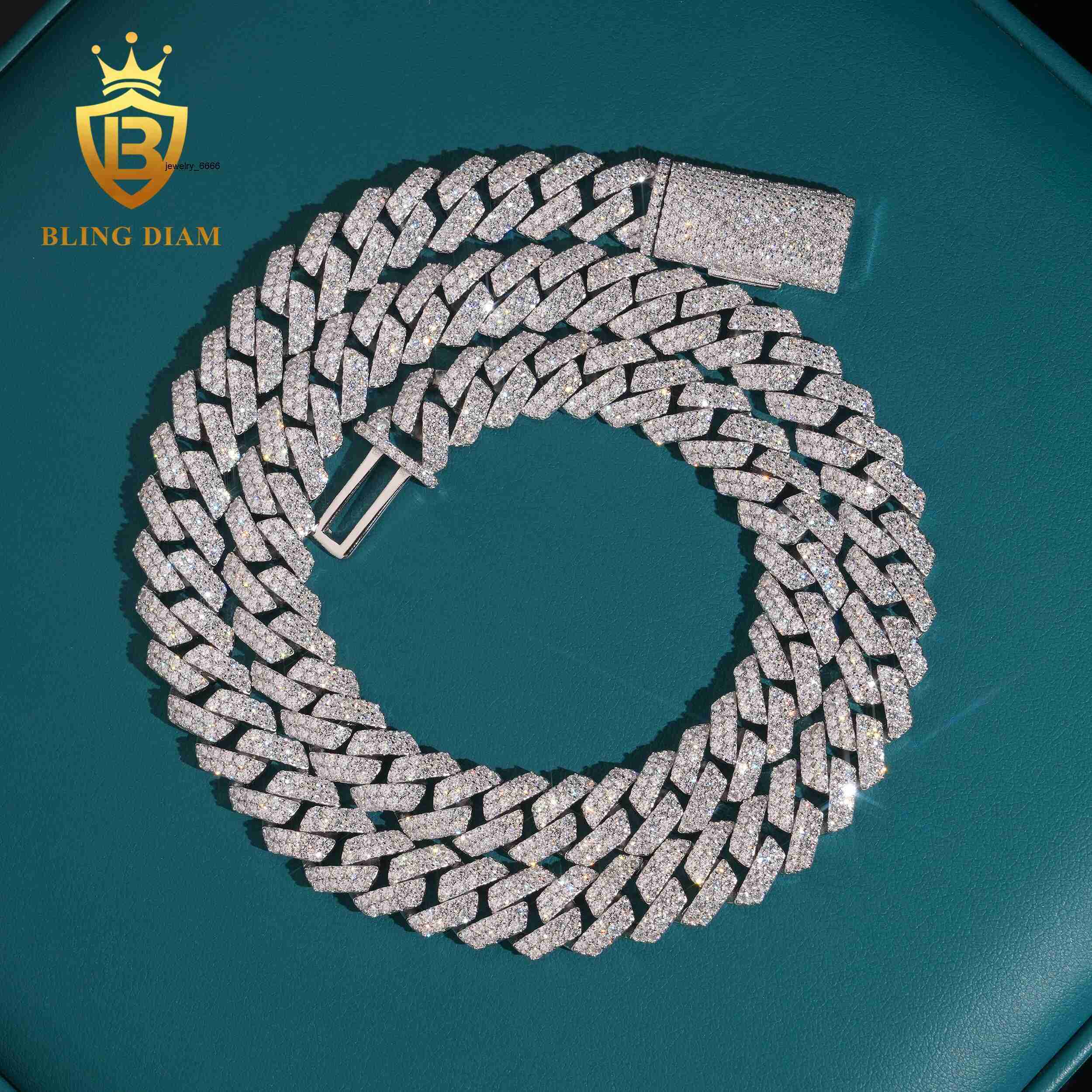 12mm Hip Hop Jewelry 925 Sterling Silver Vvs Moissanite Iced Out Miami Cuban Link Chain Necklace Men