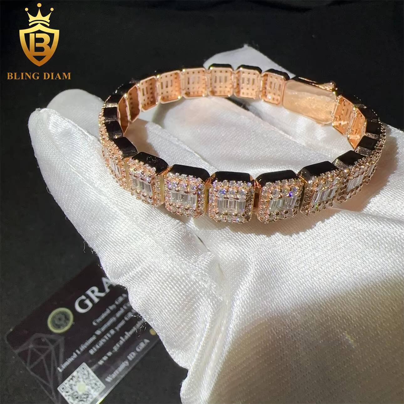 D Color VVS Moissanite Diamond Sterling Silver 925 9MM Lab Grown Diamond Bracelet Moissanite Cuban Link Bracelet